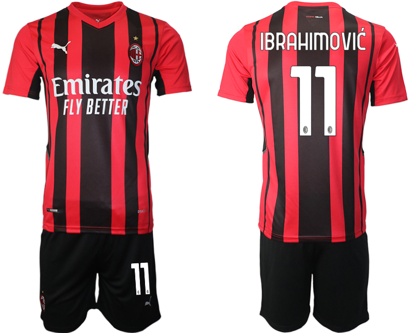 Men 2021-2022 Club AC Milan home red #11 Soccer Jersey